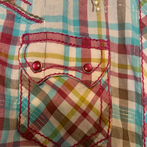 ❤️❤️❤️Ariat Plaid, Rhinestone shirt SP - Picture 7 of 8